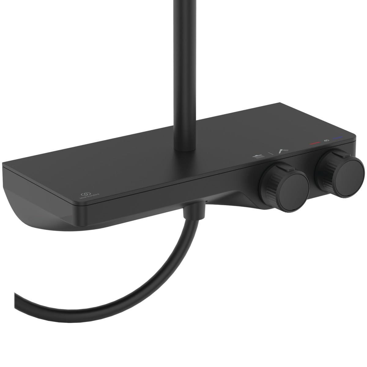 Ideal Standard A7631XG Ceratherm S200 system prysznicowy z termostatem prysznicowym i półką – słuchawka prysznicowa i głowica prysznicowa Ø 30 cm – wąż prysznicowy 150 cm – kolor Silk Black