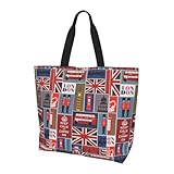 Compagnon quotidien parfait : ce grand sac fourre-tout imprimé des symboles de l'Angleterre (40 x 50 x 14 cm) remplace les sacs à usage unique, pouvant contenir parfaitement le shopping, le matériel de plage, les livres et les essentiels de voyage. Adoptez la durabilité sans sacrifier l'espace
