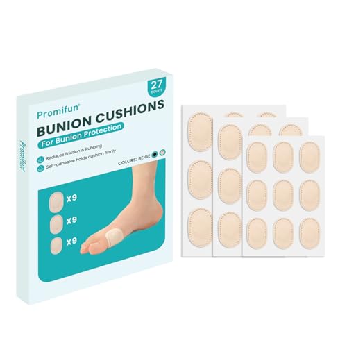 Image of Promifun Bunion Pads to Wear with Shoes - Moleskin Protect Feet for Men and Women - Water-Resistant Self-Stick Adhesive - 27 ct Bunion Cushion