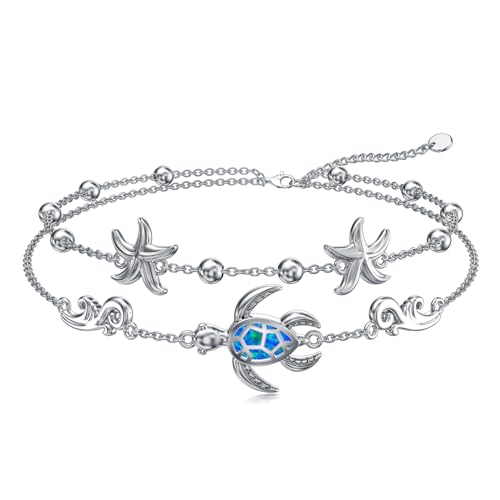 Image of VONALA Witches Knot /Compass /Dragonfly /Clover Bracelet Sterling Silver Adjustable Charm Bracelet Summer Beach Foot Chain Jewelry for Women Gifts