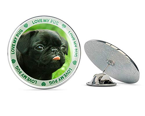 Funny Black Pug Dog Round Metal 0.75