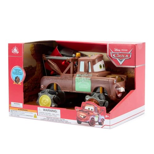 Disney Store Official Tow Mater Light-Up Remote Control Car - Tow Mater RC Car with Monster Truck Wheels, 2.4GHz Radio Controlled RC Toy with 360&deg; Spin & Light-Up Smoke Effect