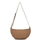 GOKTOW Straw Crescent Beach Crossbody Bag for Women,Raffia Woven Shoulder Handbags for Summer Vacation 2025