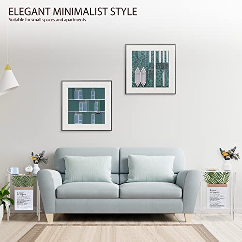 Hmyhum Acrylic End Tables Set Of 2, Small Nightstand/Bedside Table For Living Room, Bedroom, Home Accent Side Table, 2-Tier, 15.7" L X 11.8" W X 20" H, Clear #TOP1