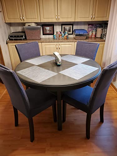 SoulFeel Set of 6 Stretch Textured Check Dining Chair Covers Removable and Washable Spandex Parsons Chair Seat Protector Slipcovers for Dining Room Restaurant Hotel Banquet Ceremony (Dark Gray) - Thumbnail 4