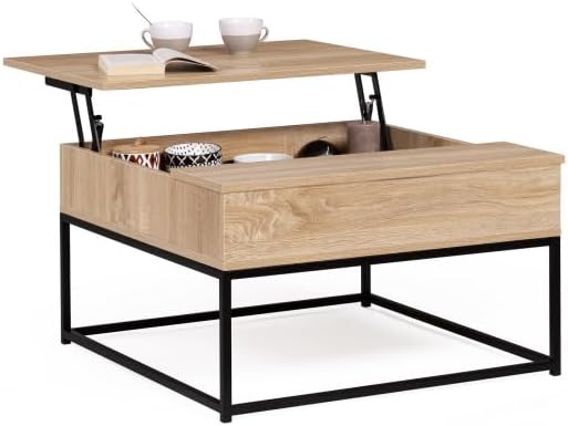 IDMARKET Table basse plateau relevable EDEN carrée bois et noir - Maison