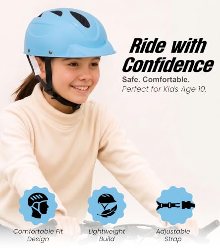 Image of OXYGEN Kids Bicycle Helmet for Age 3-8 Years | Lightweight Safety Helmet with Adjustable Strap & Air Vents | Size 24x17x10 cm | Ideal for Cycling, Skating, Scooter - Boys & Girls (Sky Blue)