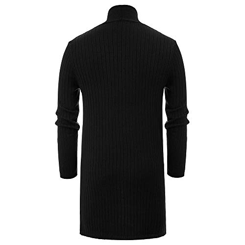 Men's Shawl Collar Open Front Long Cardigan Ribbed Knit Sweater with Pockets3