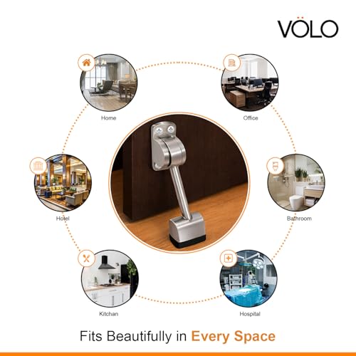 Image of Volo Curved Square Door Stopper Powerful Working with Screw 5 Inch /Door Stopper to Stop Door for Home and Office (Color: Satin)