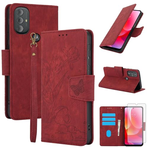 Housse Moto G Pure 2021 Asuwish Antichoc Verre Trempé Étui Cuir Porte-Carte XT2165DL