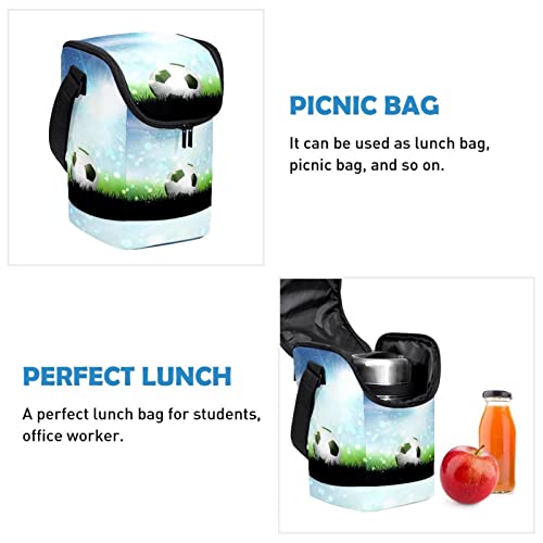 Bolsa de almuerzo de fútbol lavable y compacta con interior térmico 3