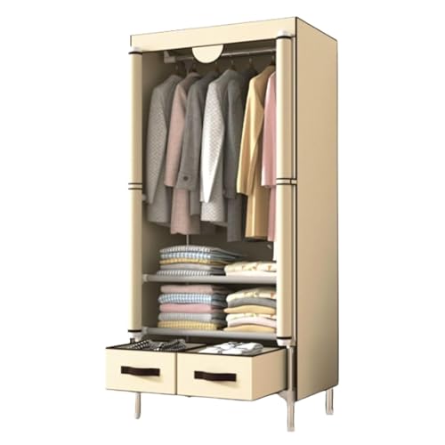 Armario portátil de tela con cajones de 75/90/112/130/150 cm, armario de almacenamiento de tela no tejida para ropa y zapatos, versátil color gris, amarillo y marrón
