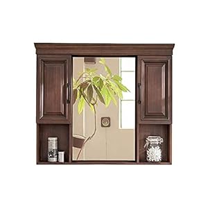 SHTFFW Wandmontage Mirror for make-up badkamer kasten Moderne eenvoudige massief hout multi-layer locker muurkast (niet…