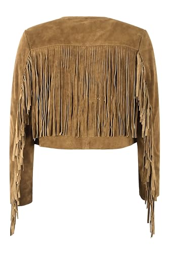 Women’s Fringe Western Short Body Vintage 90s Style Cropped Suede Leather Jacket 79122