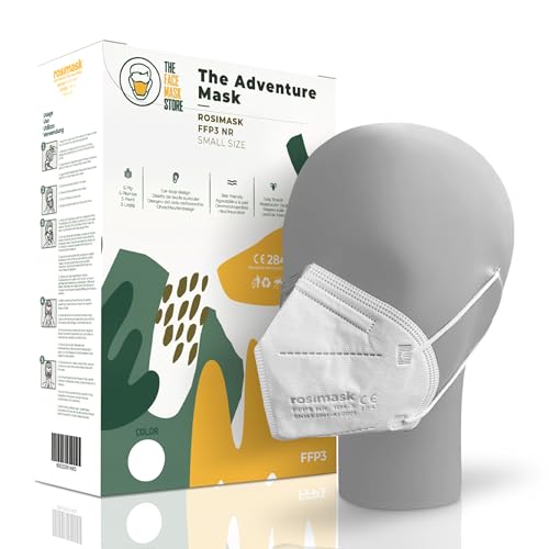 The Adventure Face Mask FFP3 Certified Respirator with Ear Loops Compact Fit for Smaller Faces Box of 10 White
