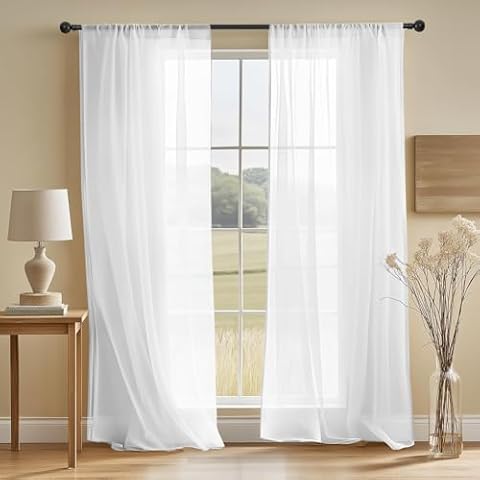 NAKIHOUSE Elegant Voile Curtain Set Cover