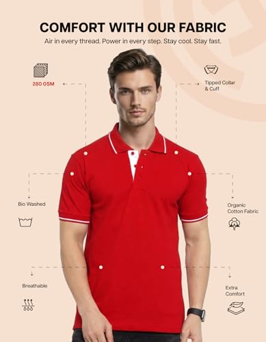 Image of Scott International Cotton Polo T Shirt | Collar Tshirts | Half Sleeves Plain T Shirt | T-Shirt |Tshirt for Men Stylish | Men's Tshirt