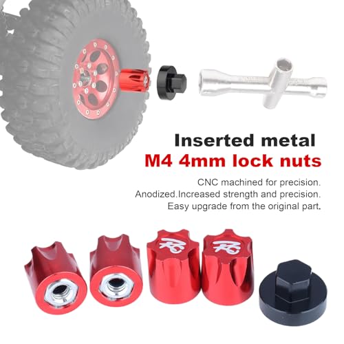 Cache-moyeux en aluminium Hobbypark rouge haute résistance pour protéger les jantes de RC Crawler - 3