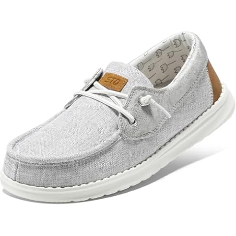 STQ Slip On Shoes Women with Arch Suppprt Business Casual Shoes Women Boat Shoes Lightweight Orthopedic Sneakers Iron Grey Size 9 Cover