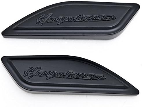 Krator NP017-B Black Gas Tank Pad Side Cap Cover (for Suzuki Hayabusa Busa GSX1300R 1999-2014 Gas Tank Pad Side Cap Hayabusa Logo)