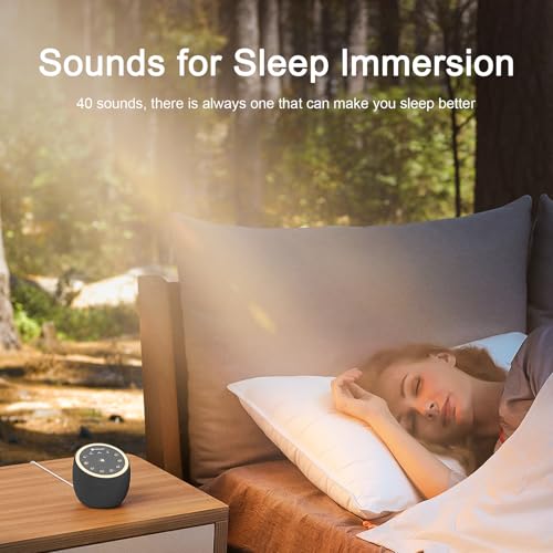 Hotmoon Sound Machine with 40 High-Fidelity Sounds, White Noise Sound Machine with Memory Functions, 8 Color Night Light, USB Power Supply, for Sleep & Noise Reduction Sleep Aid, Plug-in (Iron Black) - Image 4