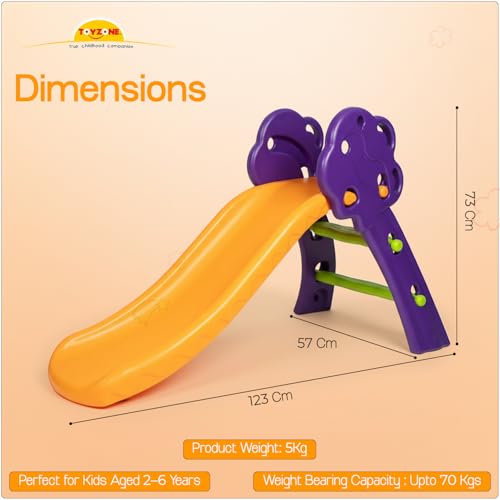 Image of Toyzone Tree Slide - Purple & Orange | Baby Play Slide | Indoor & Outdoor Baby Slider | Easy Assembly | Safe Rounded Design | Kids Slide for 3-5 Years