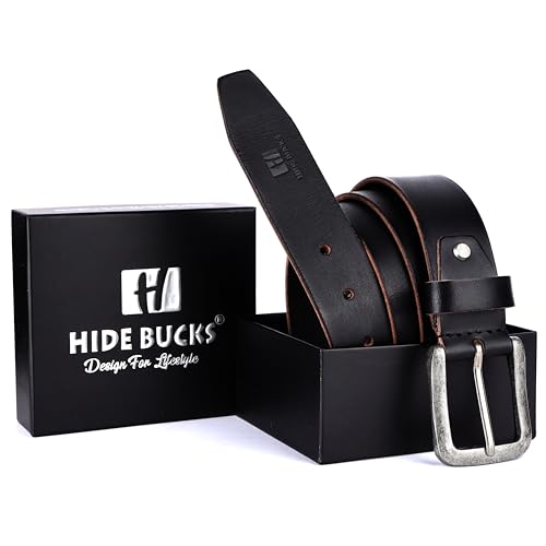 Casual Leather Belt for Men | Full Grain Mens Leather Belts with Adjustable Strong Antique Buckle | Size 26-44 US2