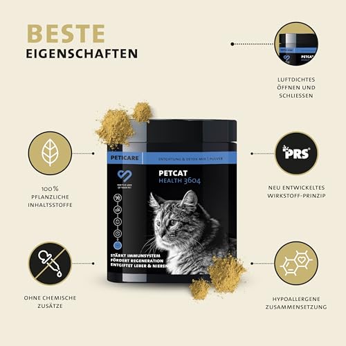 PetCat Health 3604 Poudre de détoxification pour chats | Formule nettoyante soutient le foie et les reins, favorise la digestion et le système immunitaire | Avec chardon-Marie, MSM | – Image 5