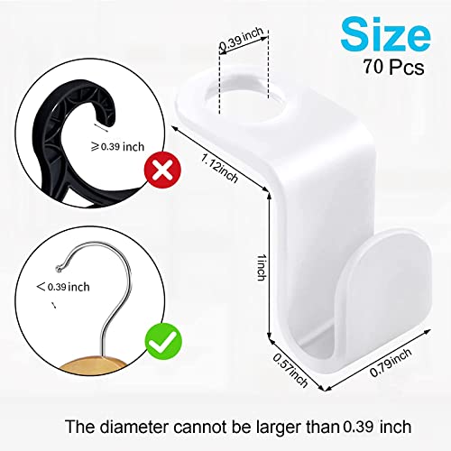 Ahysuet 70 platzsparende Kleiderbügel, Verbindungshaken für mehr Platz im Kleiderschrank (weiß)