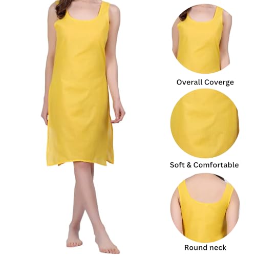 Image of Women's Sleeveless Cotton Inner Slip Dress Round Neck Soft Comfortable Fit Full Length Camisole Innerwear Summer top Undergarment for Girls