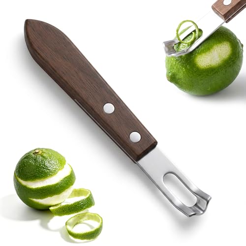 Nogeqi Zitronen Zester Schäler Zitrone Orangen Zestenschneider mit Holzgriff Zitronenschäler Handheld Obst Zitrusfrüchte Zester Orangenschäler Edelstahl Zestenreißer für Bar Restaurant Küchen Werkzeu