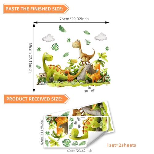 Vinilos decorativos adhesivos vinilo verde dinosaurios para pared miniatura 2