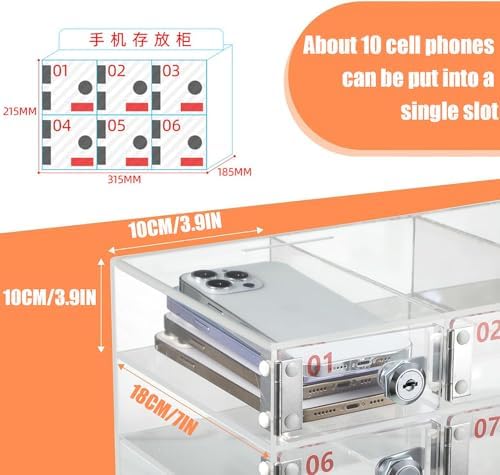 Wall-Mounted Clear Acrylic Cell Phone Storage Locker - Secure Office & School Phone Cabinet with Keys - Ideal for Organizing Personal Devices