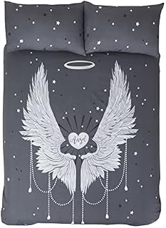Rapport Angel Wings Glitter Double Duvet Quilt Cover Bedding Set Blush Pink
