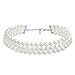 Produktbild Bling Jewelry Braut Hand Geknotet 3 Reihe Breit Weiß Simuliert Perle Strand Halsband Kragen Halskette Für Teen Für Frauen Silber Vergoldet