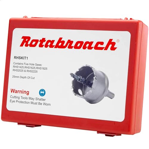 Rotabroach RHSKIT1 TCT Metal Hole Saw Kit - 14,16,18,20 & 22mm Diameter - 25mm Max Cut Depth (5 Piece) Bundle - Image 2
