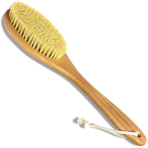 ICANdOIT Very Stiff Dry Brushing Body Brush for Men&Women, Long Handle Dry Skin Brush for Cellulite and Lymphatic Drainage with Natural Agave Cactus Tampico Fiber Bristles