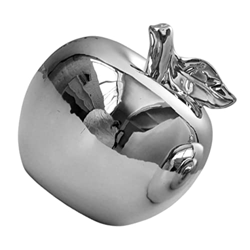 HOLIDYOYO Adorno Manzana Cerámica Plateada para Decoración Hogar Escritorio y Regalo Artesanal y Estable para Cálido
