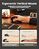 ProtoArc EM11 NL Ergonomic Mouse, Wireless Vertical Mini Mouse Rechargeable Optical Mice with Multi-Device (2*Bluetooth + USB Connection), 3 Adjustable DPI for Computer, iPad, Mac, Windows Black - Image 5