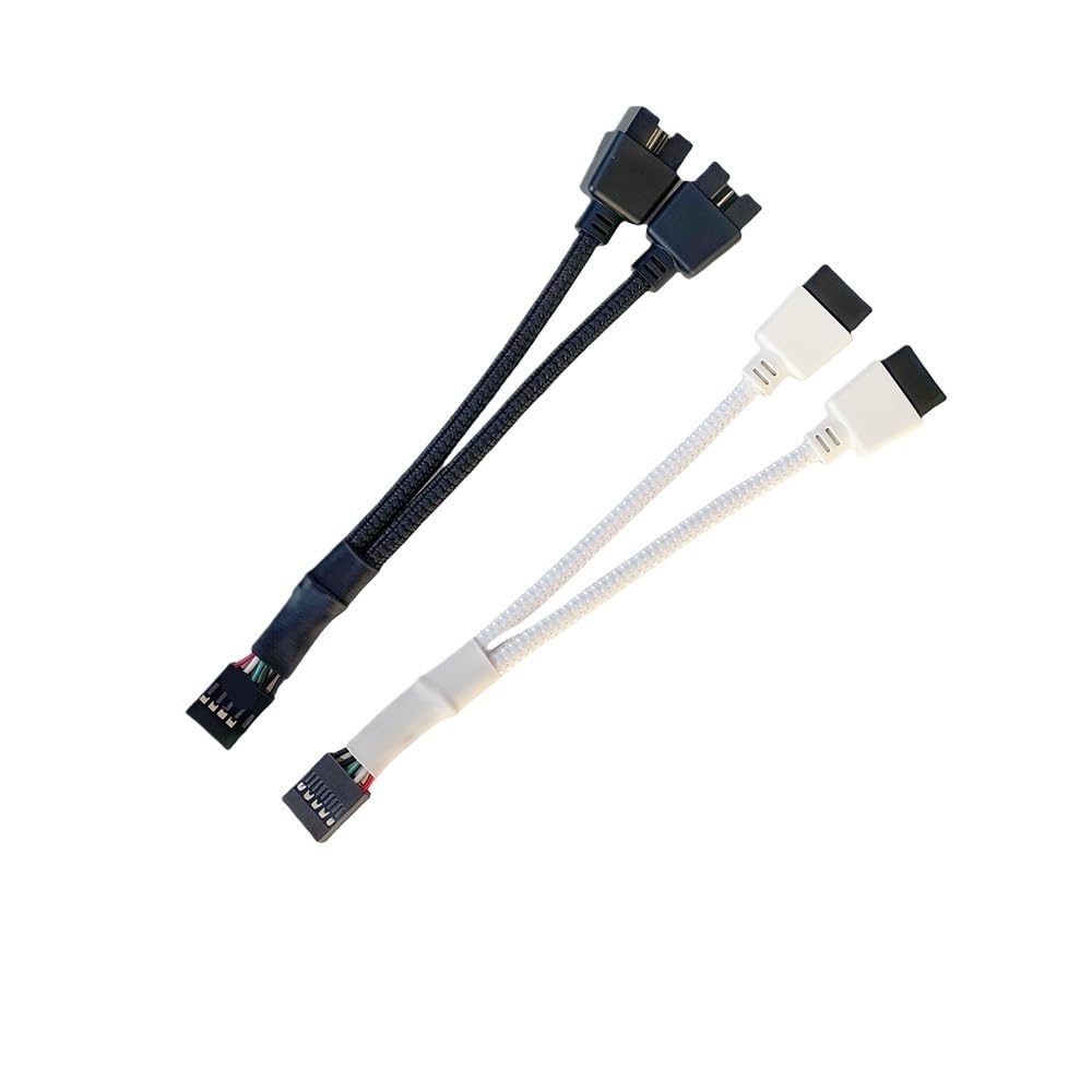 USB 9-pinowy na podwójny 9-pinowy rozdzielacz kabli komputer PC obudowa płyta główna 1 w 2 wyjścia transfer danych pleciony przewód osłonowy HUB przedłużona linia (biały)