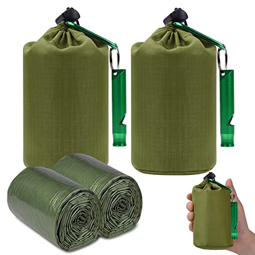 Wiseten Lot de 2 sacs de couchage de survie imperméables avec sifflet de signalisation,Ultra légers,Protection contre le froid,Pour les premiers secours,Pour la randonnée, le camping,210x90 cm Cover