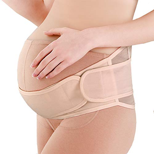 Wistek Maternity Belt Pregnancy Support Stretchable Belly Band Abdominal Binder (Beige), Large