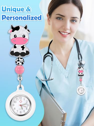 Image of Plifal Nurse Watch Nursing Pocket Badge Fob with Second Hand - Retractable Clip On Clock with Secondhand for Medical Staff Women Men