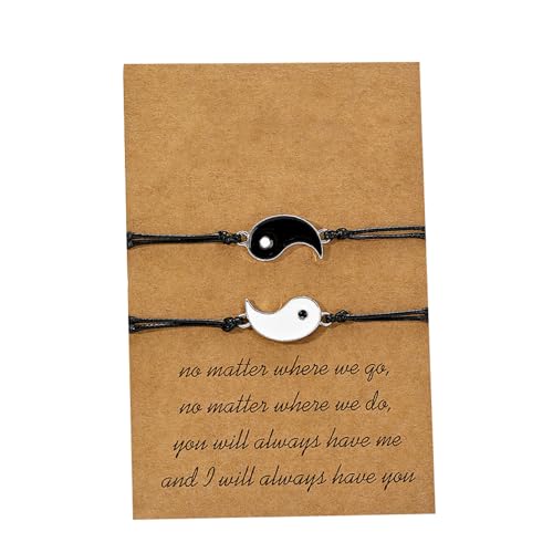 Image of YouBella Jewellery Stylish latest Gifts Friendship Day Best Friends Adjustable Ying Yang Bracelet Set for Men /Women /Girls /Boys (Black) (YBBN 92246A)