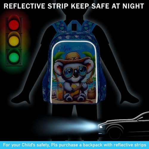 Image of 3Pcs Backpack for Boys, 16 inch Koala Kids Bookbag Set for Elementary Preschool Kindergarten, School Backpacks with Lunch Box(Blue)