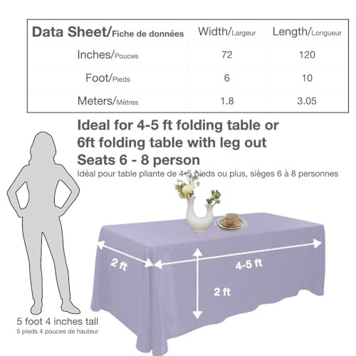 Urby Lavender Tablecloth for 6-8ft Rectangle Tables that Seats 6-8 Person, Manteles de Mesa De Tela para Fiestas de 6-8 Sillas, Machine Washable Reusable Polyester Table Cloths by Urby - Used condition - Image 7
