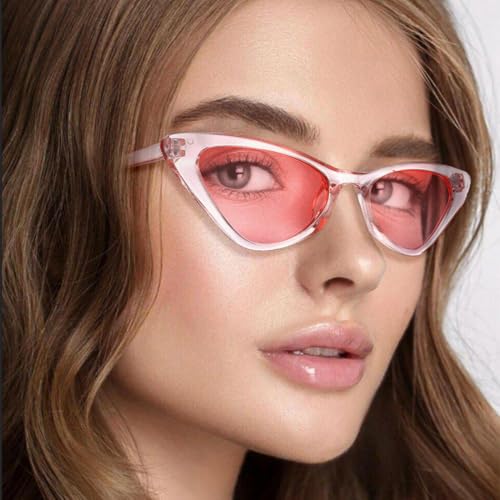 Yokawe Fashionable Cat-eye Sunglasses Vintage Small Frame Glasses Candy Color Travel Outdoor for Women3