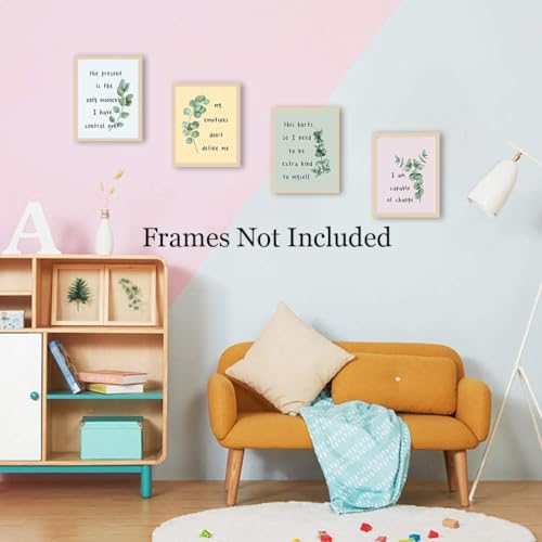 Image of TANXM Unframed Mental Health Canvas Wall Art Set of 4 | Anxiety Therapy Radical Acceptance Quote Decor for School Study Room, Positive Motivational Prints, 8x10 Inch