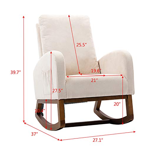 image for Dolonm Rocking Chair Mid-Century Modern Nursery Rocking Armchair Uphol