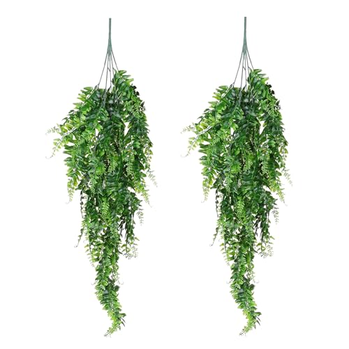 BDHYYM 2Pcs Plante Artificielle Tombante Fougère Artificielle Plantes Artificielles Suspendues Fausse Plante tombante pour Intérieur et Extérieur, Salon,...